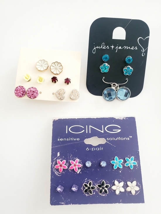 Other - Kids Blue Flower and Gem Earring Set - Multi-Pack